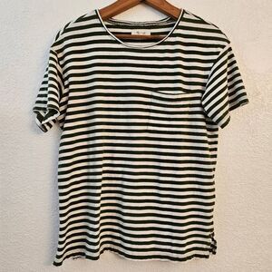 Madewell Green & white Striped Tshirt w/ pocket: Coastal Casual Weekend Comfy